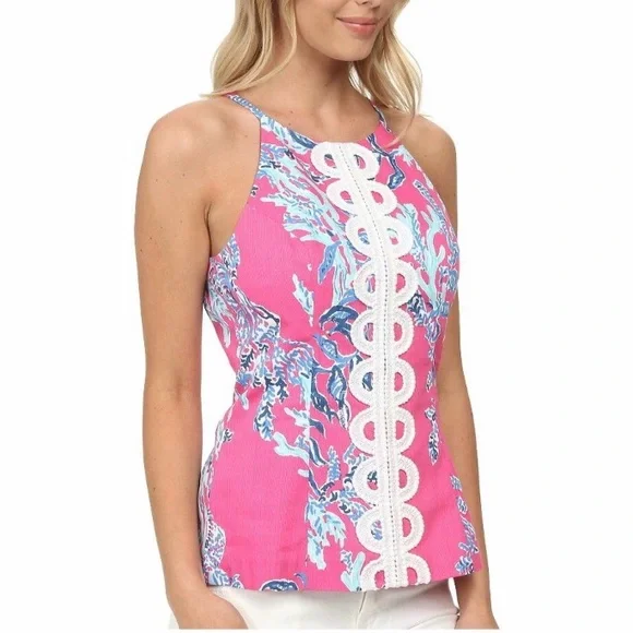 Reposted New WOT Lilly Pulitzer Annabelle samba capri pink coral top - Picture 12 of 12